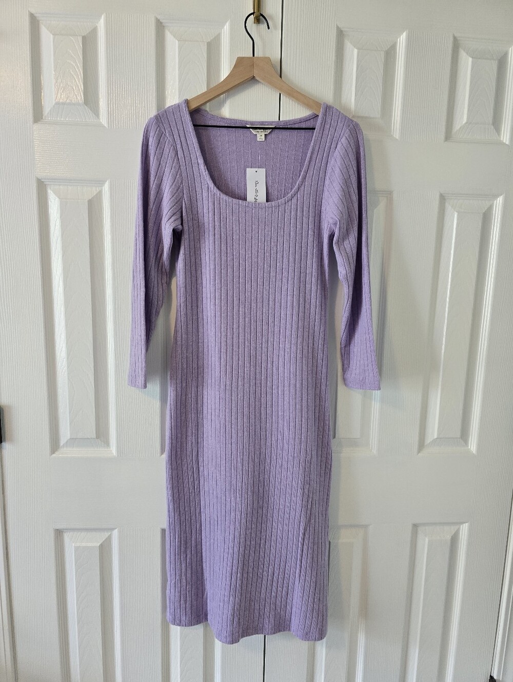 Miss Selfridge Lavender Ribbed Scoop Neck Midi Dress